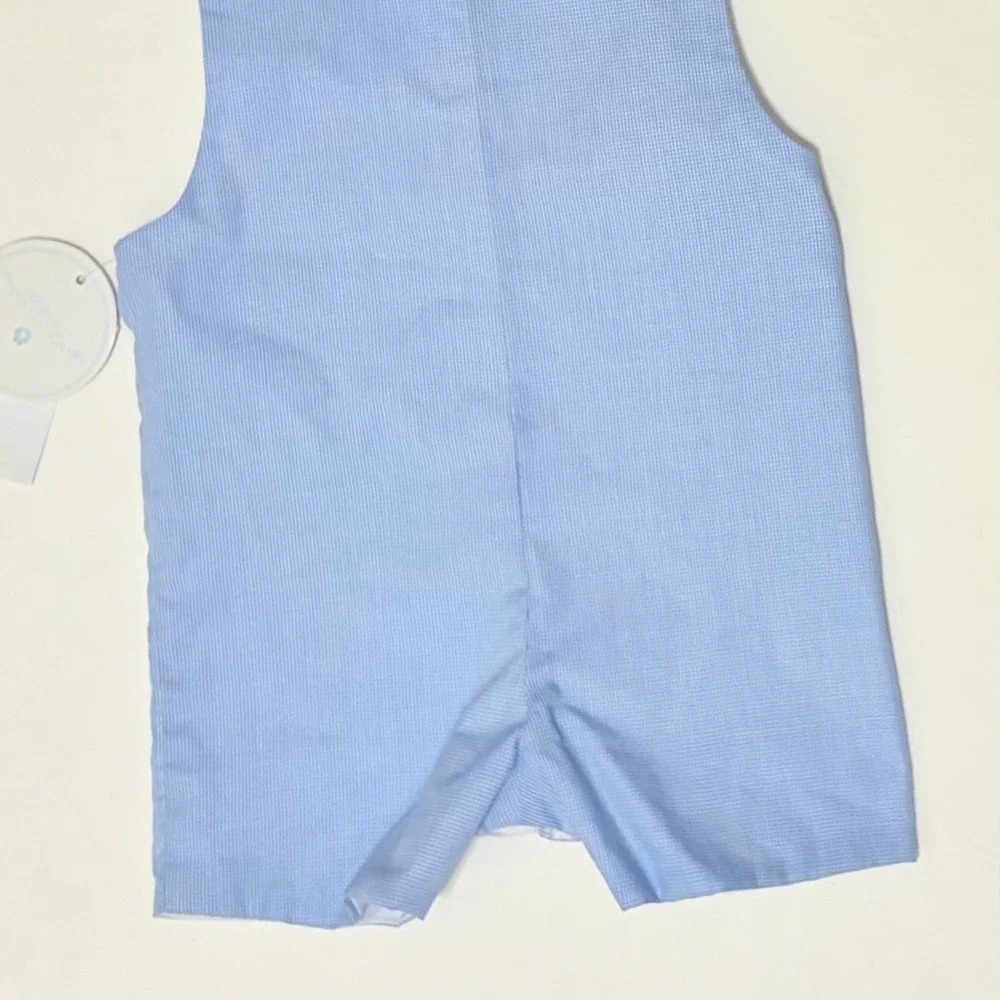 NWT!! EDGEHILL COLLECTION Smocked Bunny Gingham Plaid Romper Blue 6 Months